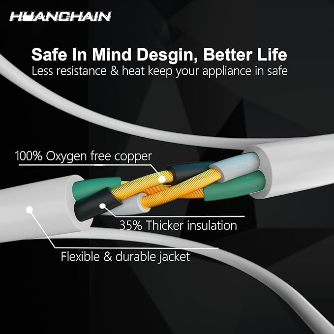 HUANCHAIN Indoor Outdoor White Extension Cord 20 ft Waterproof, 16/3 Gauge - Image 6