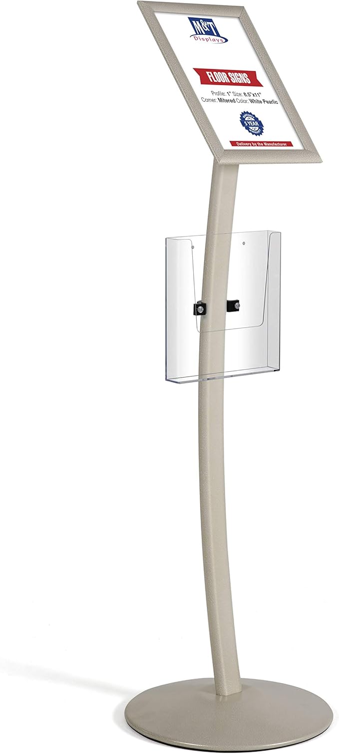 M&T Displays Curved Menu Board, 8.5x11 Inch Pedestal Sign Holder by MTDisplays