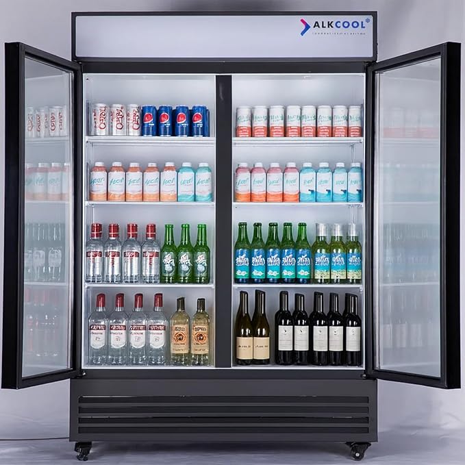 Commercial Beverage Refrigerator Display Fridge, Two Glass Door Upright by NAFCOOL