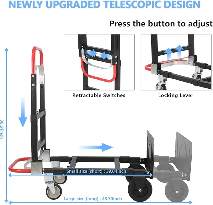 3 in 1 Convertible Hand Truck, Folding Hand Dolly Cart - Image 3