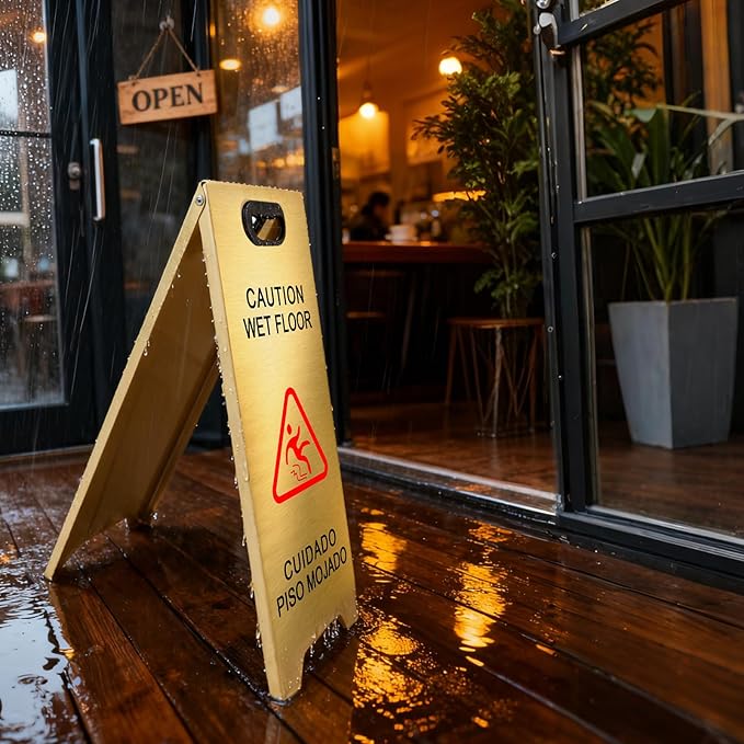 2 Pack Stainless Steel Wet Floor Sign, 24 Inch Caution Wet Floor Sign Portable - Image 6