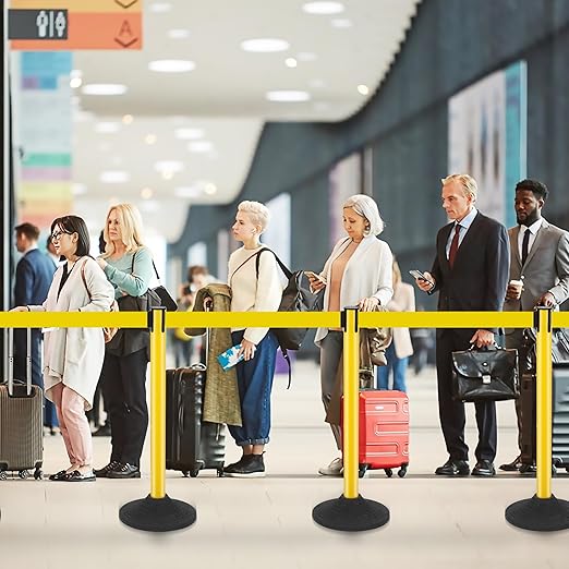 6 Pack Yellow Stanchions with Retractable Belts - Image 6