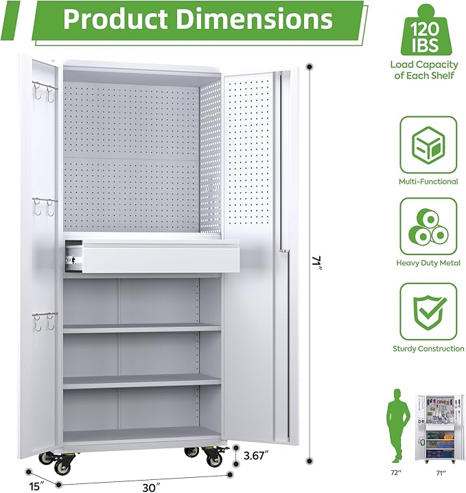 71" H Metal Garage Storage Cabinet - Image 3