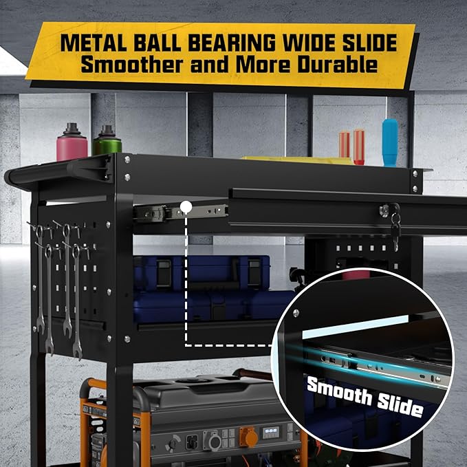 3 Tier Rolling Tool Cart on Wheels, 450 LBS Capacity Tool Cart - Image 3