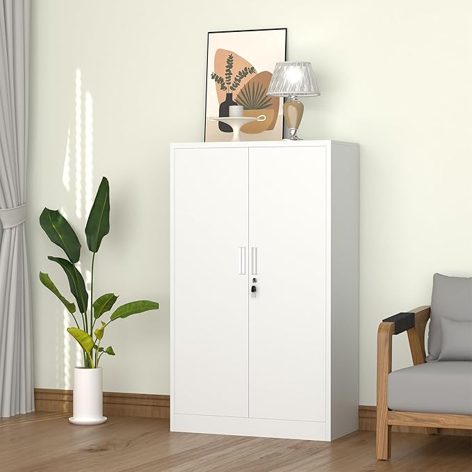 Metal Storage Cabinet with Locking Doors and Adjustable Shelves, 53.5-Inch Tall - Image 8
