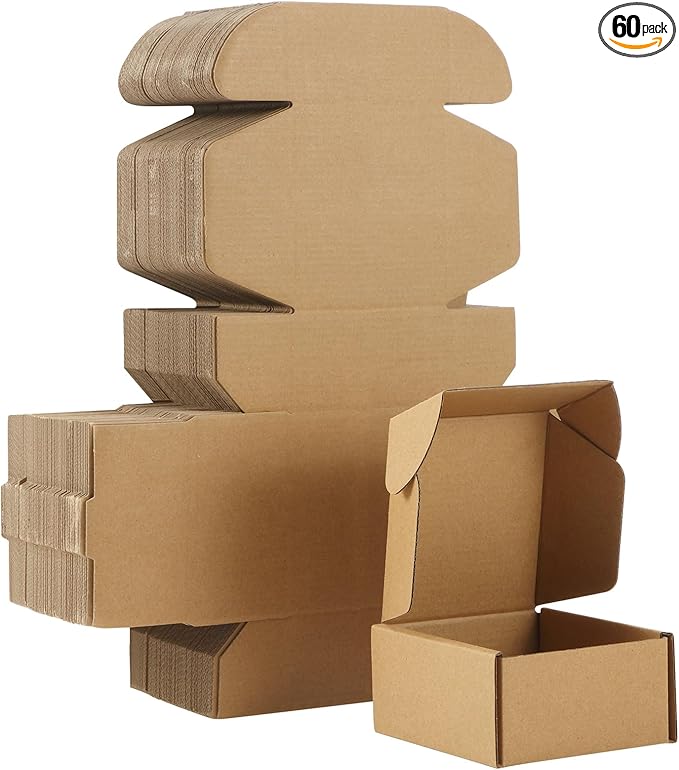 Qilery 60 Pcs Shipping Boxes Cardboard Gift Corrugated Cardboard Brown Boxes by Qilery
