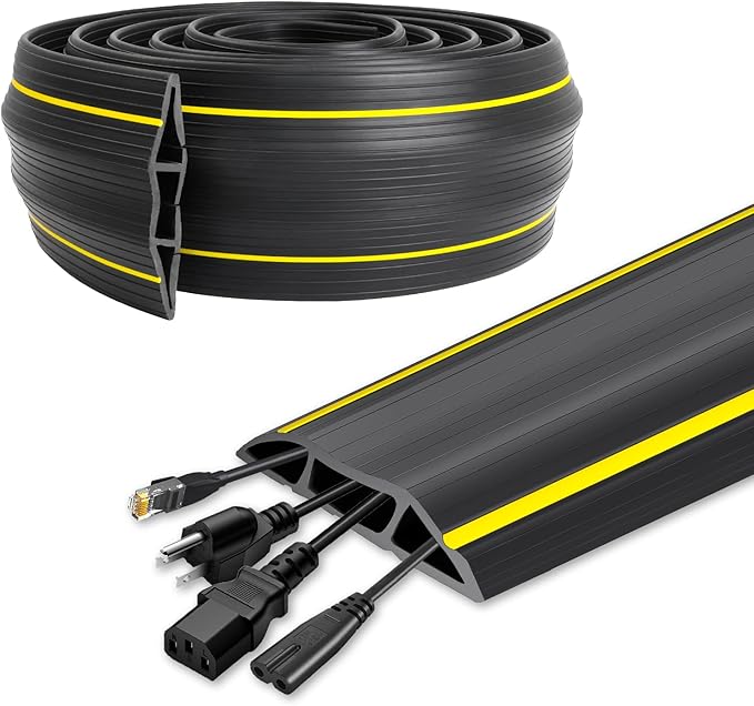 20 Ft Heavy Duty Floor Cord Cover Cable Protector, 3 Channels Protect Cords and by DGSL