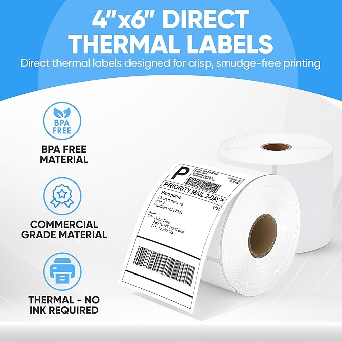 4"x6" Direct Thermal Label Roll, Shipping Labels - Image 2