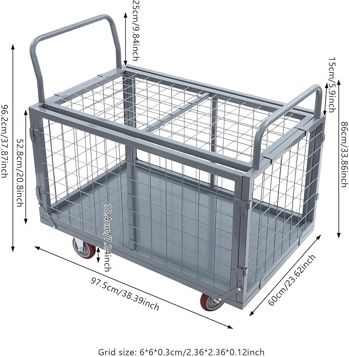 2000lbs Capacity 5-in-1 Heavy Duty Folding Platform Truck, Industrial Utility - Image 4
