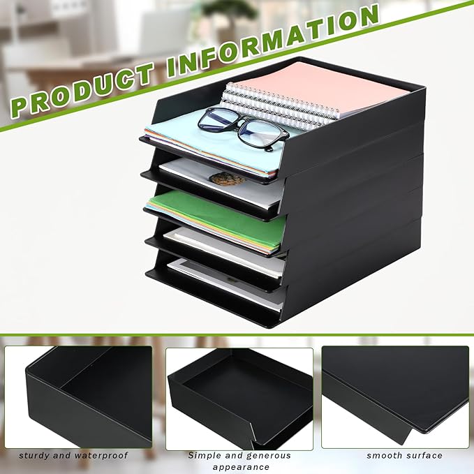 Wenqik 20 Pcs Stackable Paper Trays Rectangular Plastic Desk Holder Desktop - Image 3