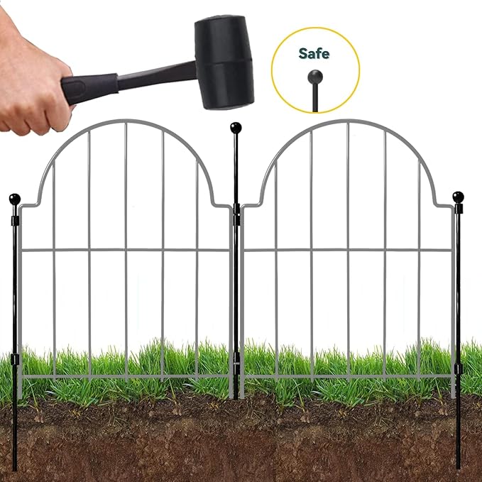 Garden Fence, 22 in x 10.83 ft Arched Rustproof Metal No Dig Fence Garden Fence - Image 2