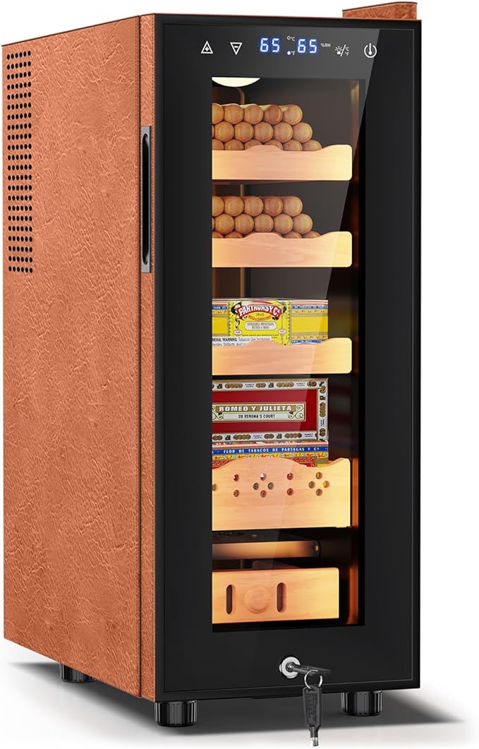 Tylza Leather Trim Cigar Humidor, 35L Cigar Humidor Cabinet by TYLZA