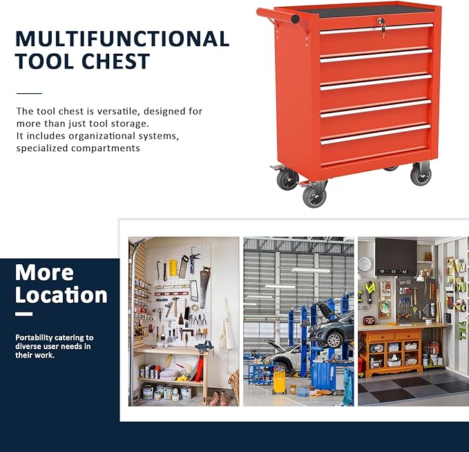 5-Drawer Metal Rolling Tool Chest - Image 6
