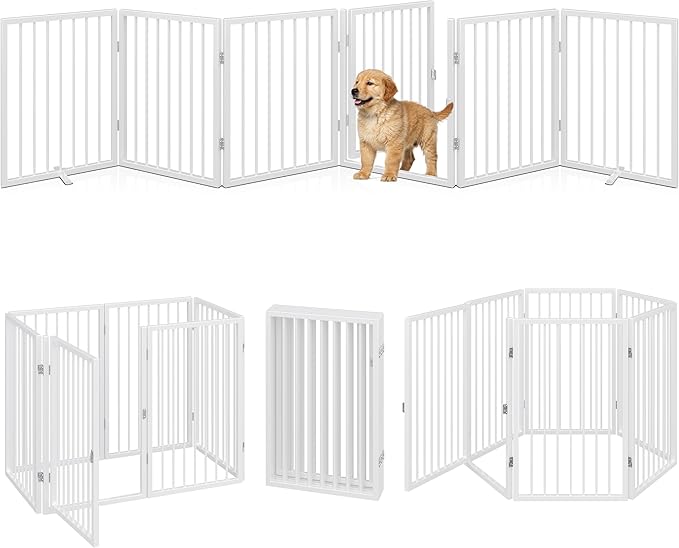 Vantas Folding No-Assembly Metal Pet Gate 120" Wide, Freestanding Accordion by Vantas