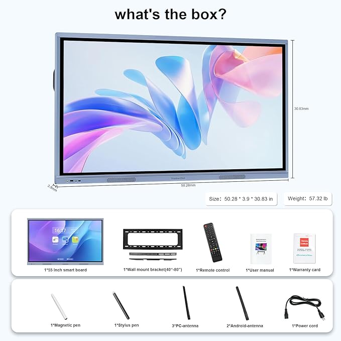 55'' Smart Board, 8+256 GB Interactive Whiteboard, 4K Electronic Digital - Image 9