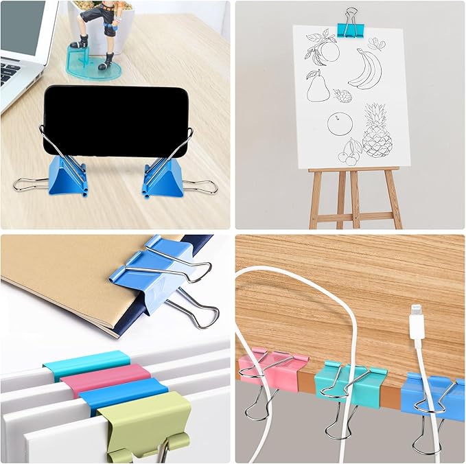 Ufmarine Colored Jumbo Binder Clips 2.4 inch, Extra Large Binder Clips - Image 5