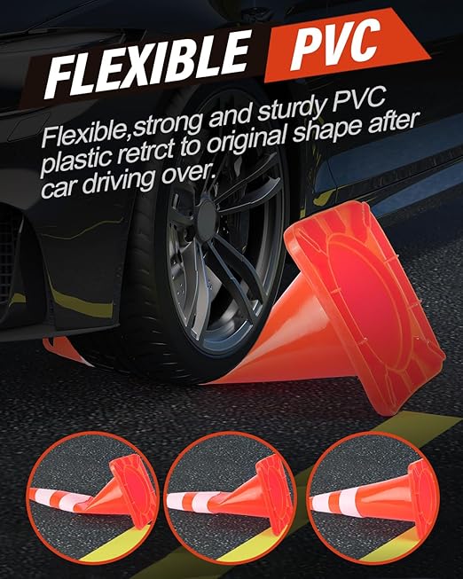RoadHero 6 Pack Traffic Cones 28 Inch Safety Cones - Image 5
