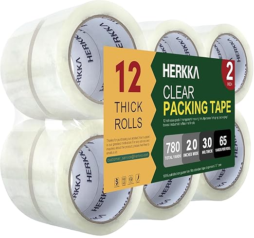 HERKKA Clear Packing Tape, 12 Rolls Heavy Duty Packaging Tape by HERKKA