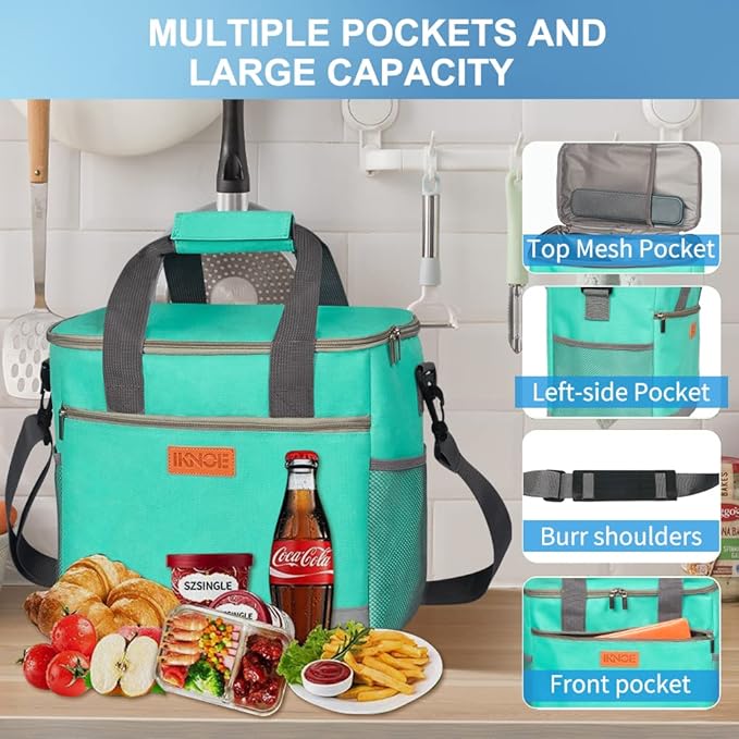 Iknoe Large Cooler Bag Collapsible 24 Can Insulated Bags Leakproof Lunch Cooler - Image 4