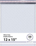 White Large Poly Bubble Mailers 12x15 inch | Self Seal Padded Envelopes by BAYLUE