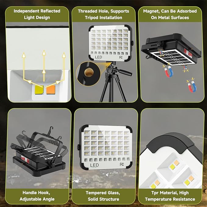 200W LED Solar Work Light, Sinear 20000LM Magnetic Portable Light, 20000mAh - Image 6