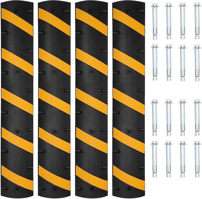6 FT Heavy Duty Rubber Speed Bump 4-Pack, Driveway Cable Protector Ramp by Unknown