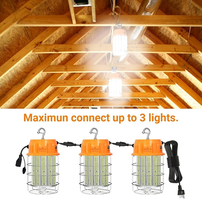 250W LED Temporary Work Light, Portable Hanging Work Construction Light - Image 5