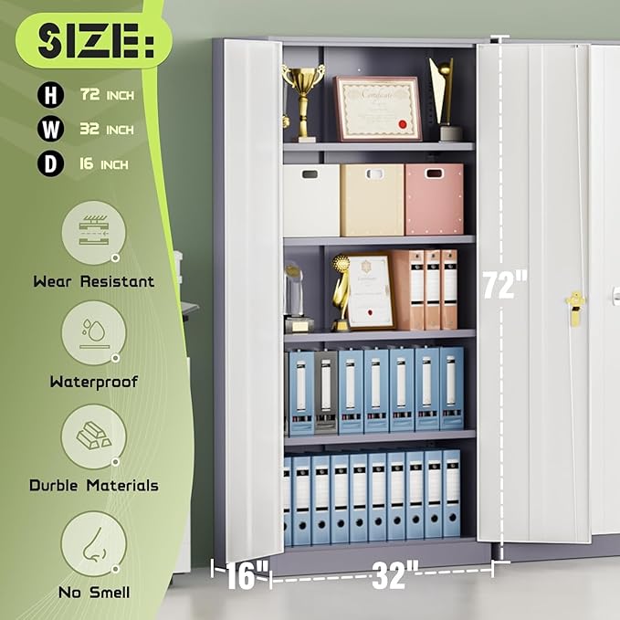 Incbruce 72” Metal Storage Cabinet, Garage Cabinets and Storage System - Image 3