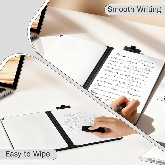 8.4" x 6" Portable White Board Dry Erase Notebook, PU Leather Shell Double - Image 5