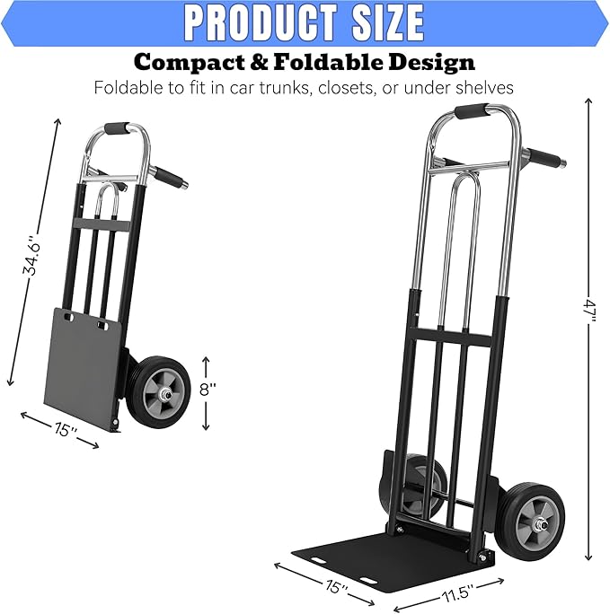 Folding Hand Truck Dolly - 600 LB Capacity - Image 3