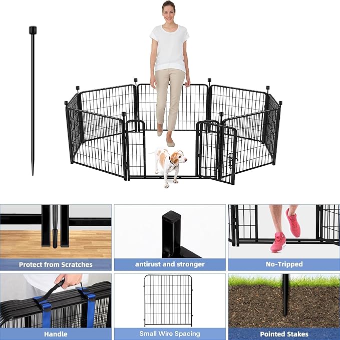 ADAVIN 24 in Garden Fence with Gate, 8 Panels Total 19.7 Ft, Heavy Duty Iron - Image 2