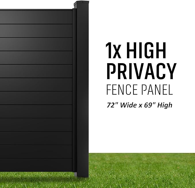 80" W x 69" H Black Aluminum Privacy Fence Kit – Pre-Assembled Panel - Image 3