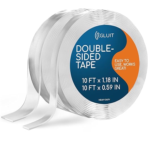 GLUIT Double Sided Tape Heavy Duty 10+10ft 2 Rolls – Double Stick Tape by GLUIT