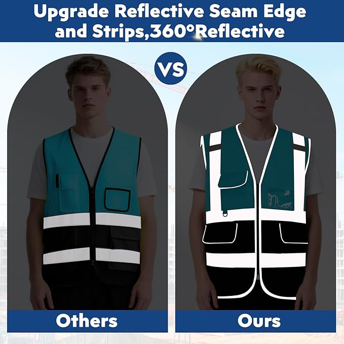 BeautyWill 10/20 Pack Custom Logo Safety Vest, Bulk High Visibility Class 2 - Image 2