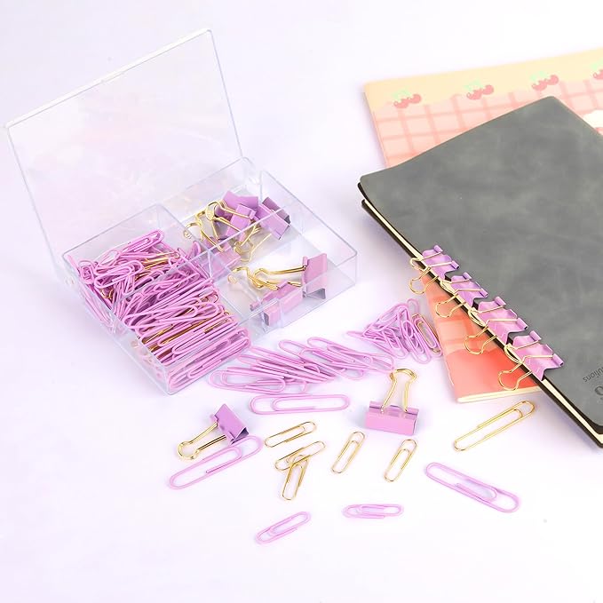 Cute Paper Clips Binder Clips Combo Set, 165 Psc, Cute Office Supplies Set - Image 5