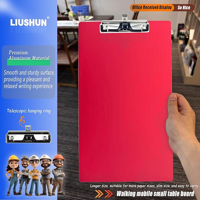 Legal Aluminum Clipboard Metal w/Stainless Hangable Pen Holder Writing Low - Image 4