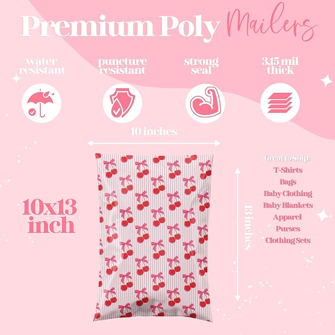 10x13 Designer Poly Mailer 100 Pack Heavy Duty Waterproof Self Seal Shipping - Image 2