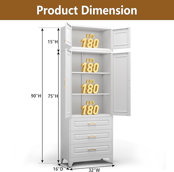 Kitchen Pantry Cabinet, Tall Storage Cabinets - Image 3