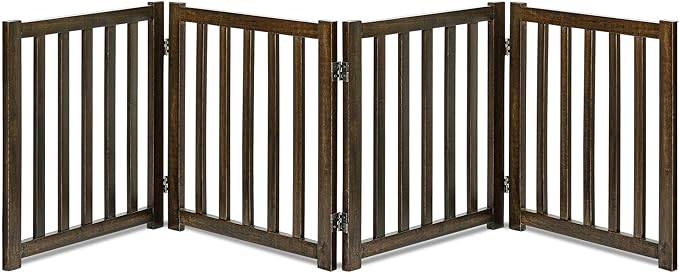 LZRS 4-Panel Wooden Free Standing Foldable Dog Gate Indoor – 24" High, Extra by LZRSPET