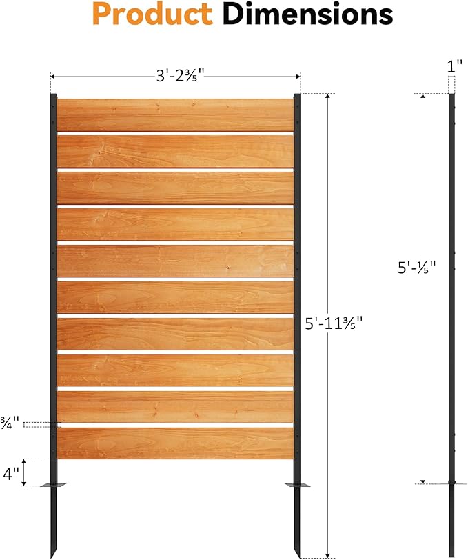 Modern Shade 5' x 3' Wood Privacy Fence Screen Natural Cedar Wood, Outdoor - Image 2