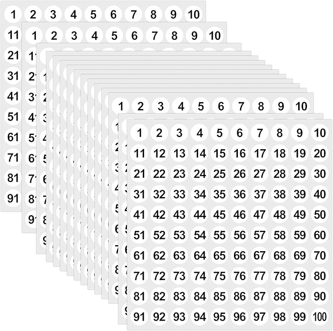 Outus 5000 Pcs 0.4 Inch 1 to 100 Number Stickers Small Number Dot Labels by Outus