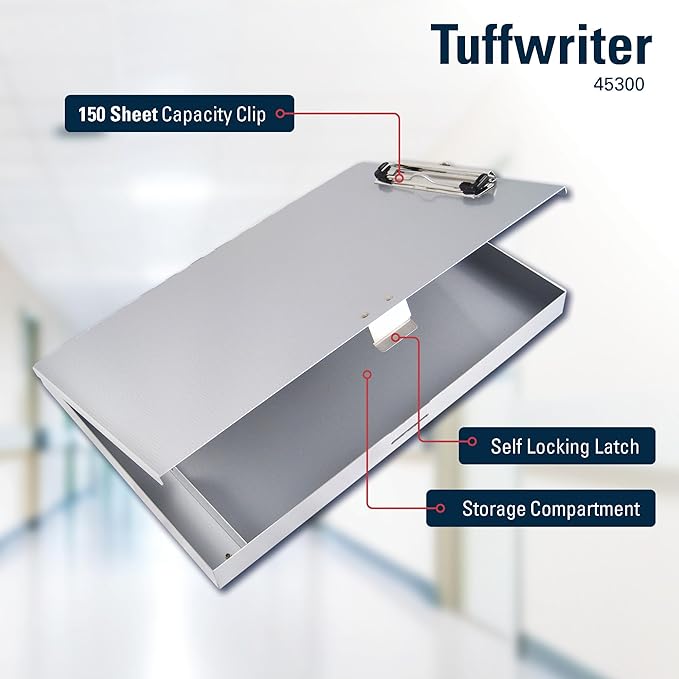Saunders Tuffwriter Recycled Aluminum Storage Clipboard, 0.5" Clip Capacity - Image 3