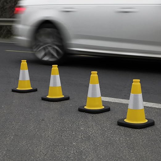 Fluorescent Orange/Green PVC Traffic Cones, Heavy Black Base Parking Lot Cone - Image 7