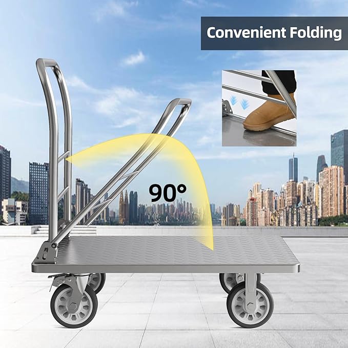 Heavy Duty Platform Truck Cart, Flatbed Cart Folding Hand Trucks, - Image 2