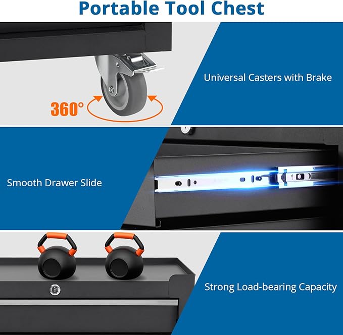 Heavy-Duty 4-Drawer Rolling Tool Chest - Image 6