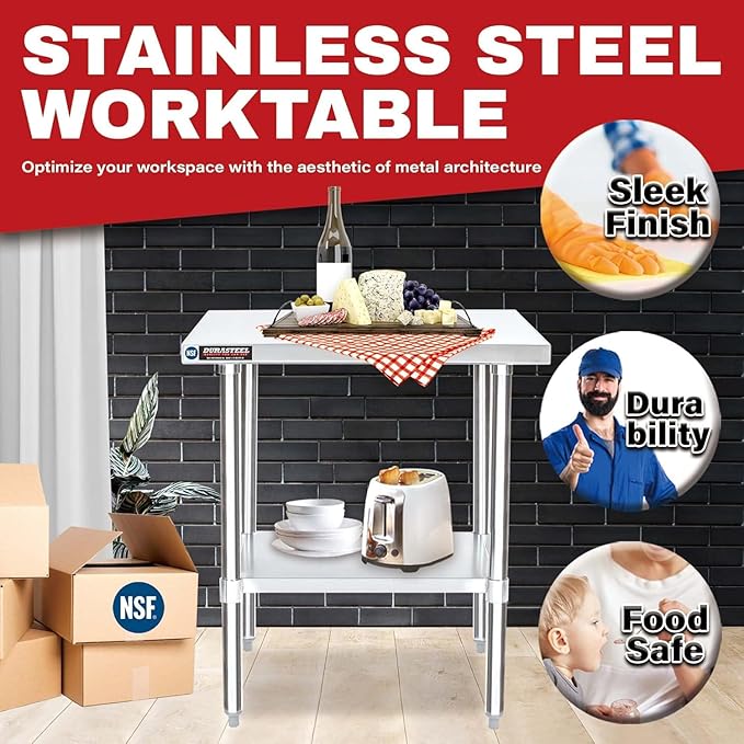 DuraSteel 30x24 Stainless Steel Work Table - Image 2