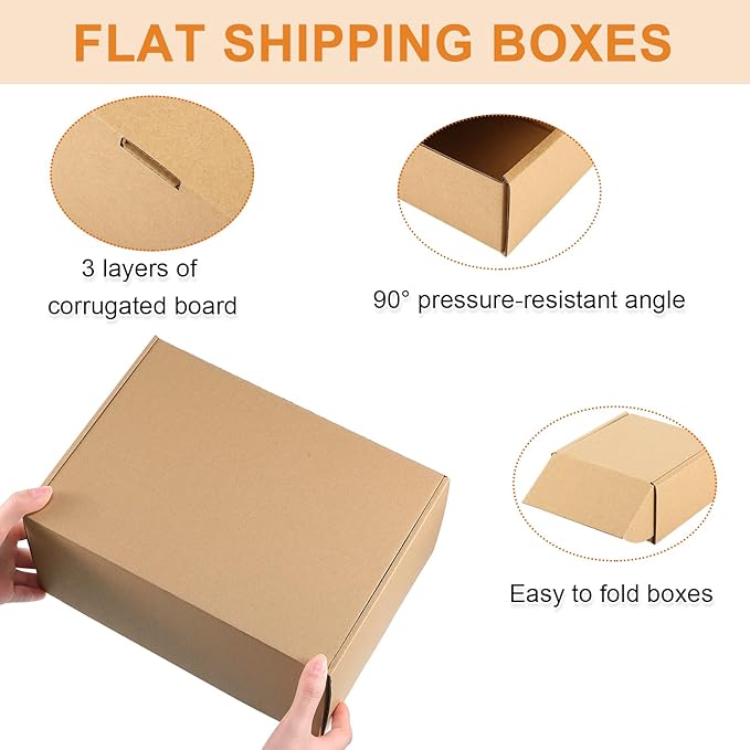 Qilery 100 Pcs Shipping Boxes Cardboard Gift Corrugated Cardboard Brown Boxes - Image 3