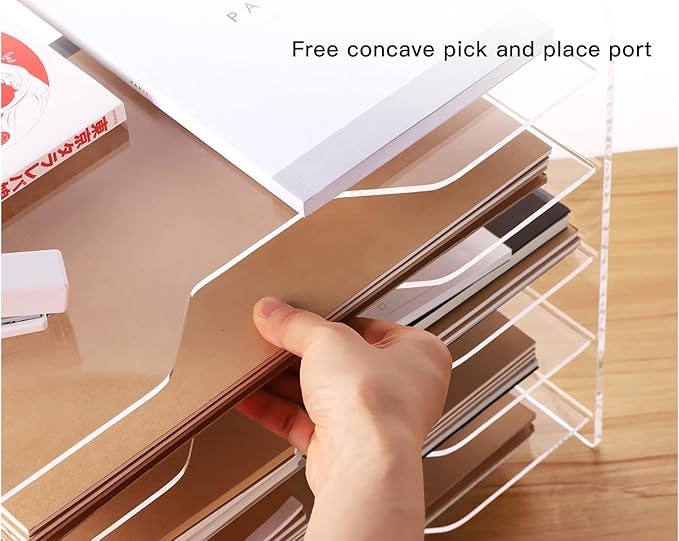Acrylic Paper Letter Tray Organizer, 5 Tiers, Transparent, Rectangular - Image 7