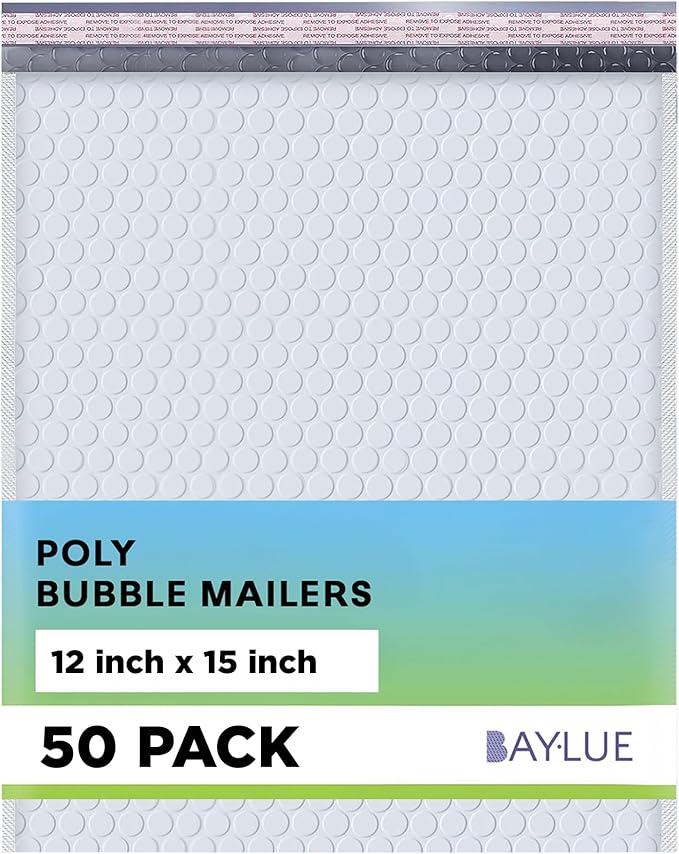 White Large Poly Bubble Mailers 12x15 inch | Self Seal Padded Envelopes by MAILERVIEW