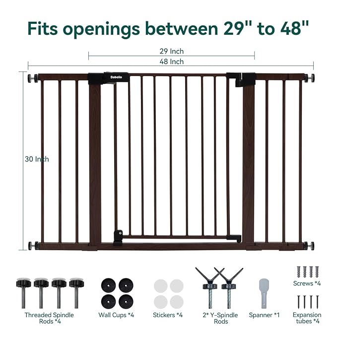 BABELIO Baby Gate with Black Wood Pattern, 29-48 Inch Auto Close Dog Gate - Image 7